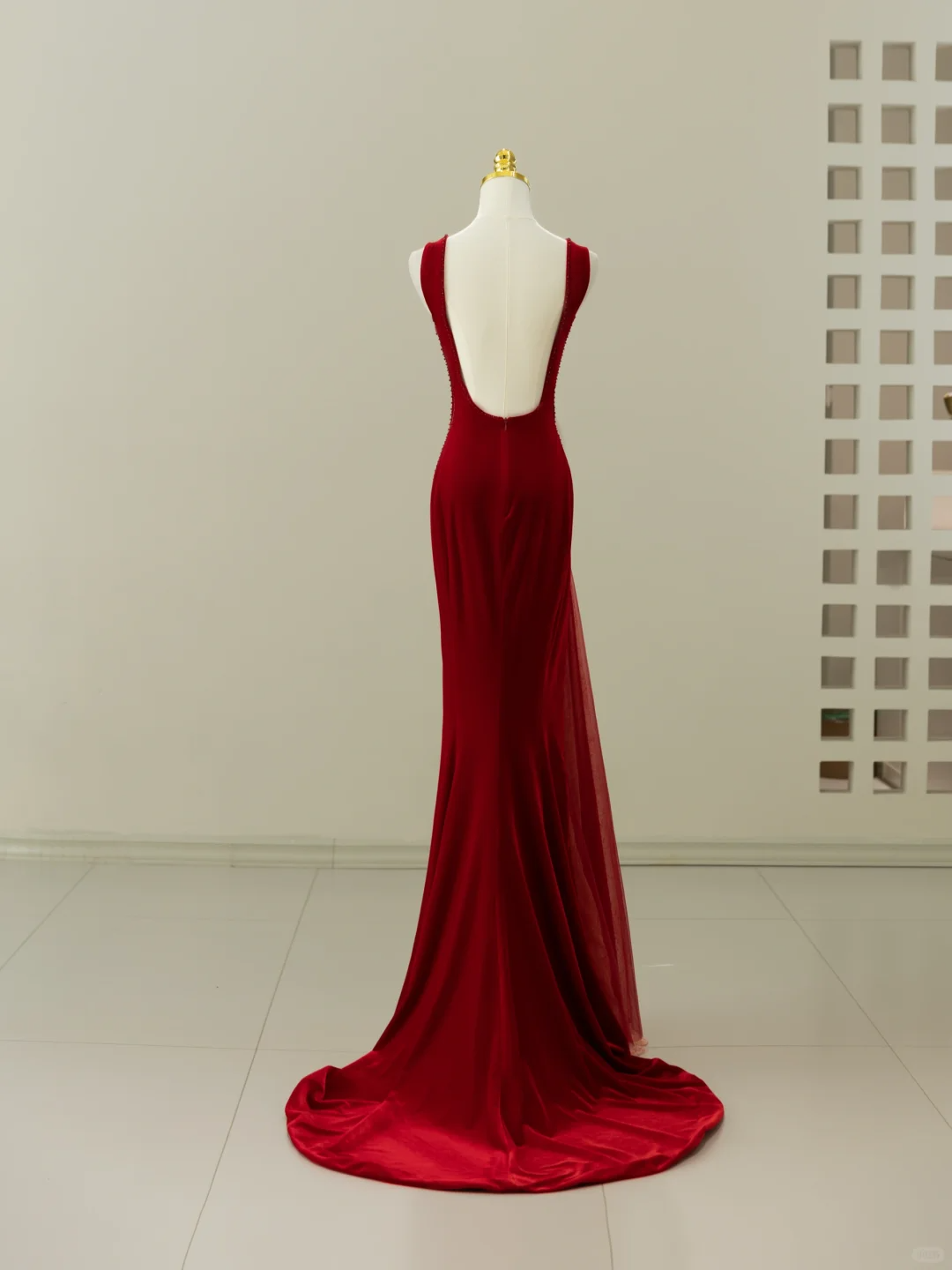 Sexy Mermaid Scoop Neck Velvet Burgundy Long Prom Dresses Party Dress 20th Birthday Outfits Graduation Dresses DH2056