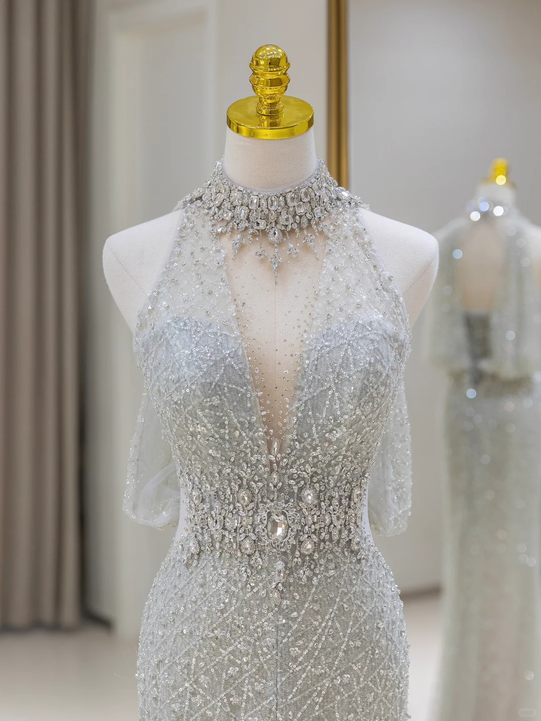 Sexy Mermaid High Neck Silver Gray Sequin Long Prom Dresses Party Dress 20th Birthday Outfits Graduation Dresses DH2079