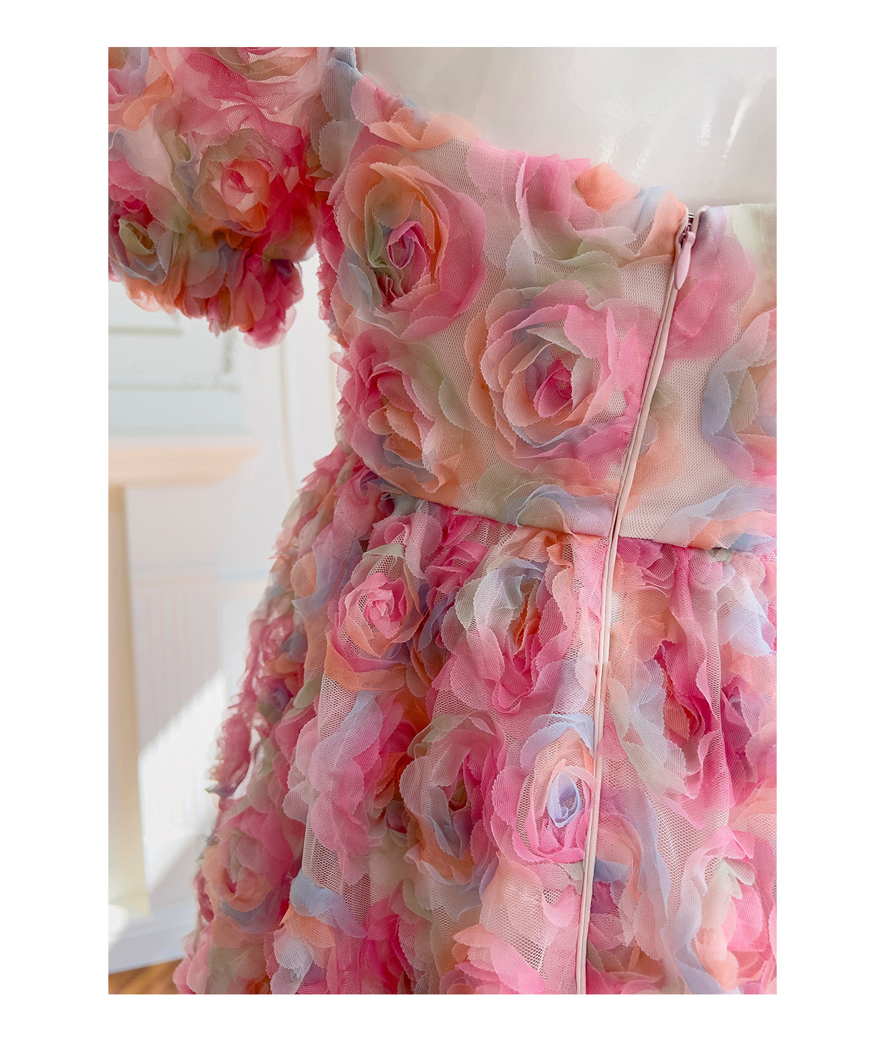 Unique Ball Gown Square Neck Floral Pink Short Mini Formal 8th Grade Homecoming Dresses Middle School Short Cocktail Dress Hoco Outfits DH2115