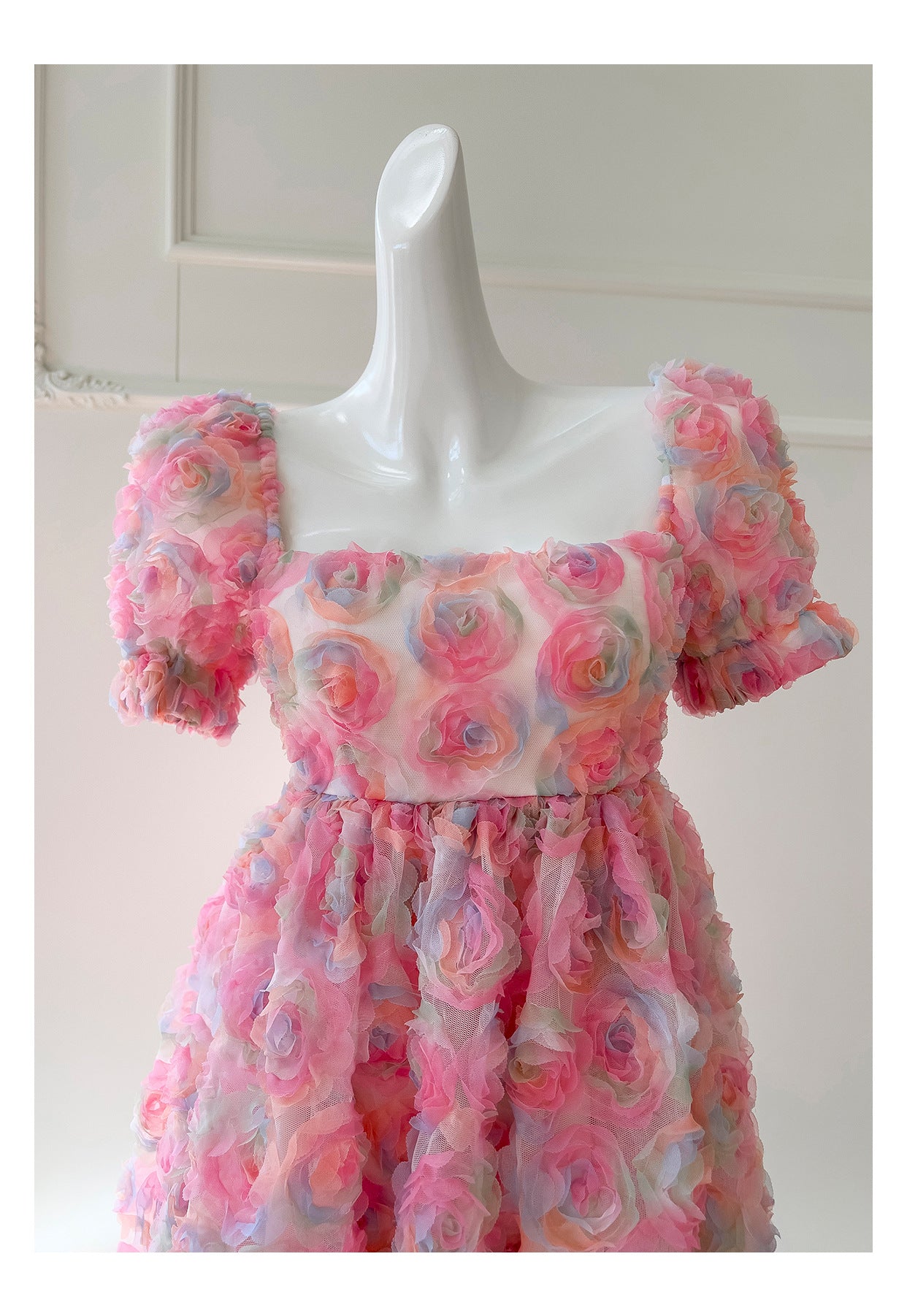 Unique Ball Gown Square Neck Floral Pink Short Mini Formal 8th Grade Homecoming Dresses Middle School Short Cocktail Dress Hoco Outfits DH2115