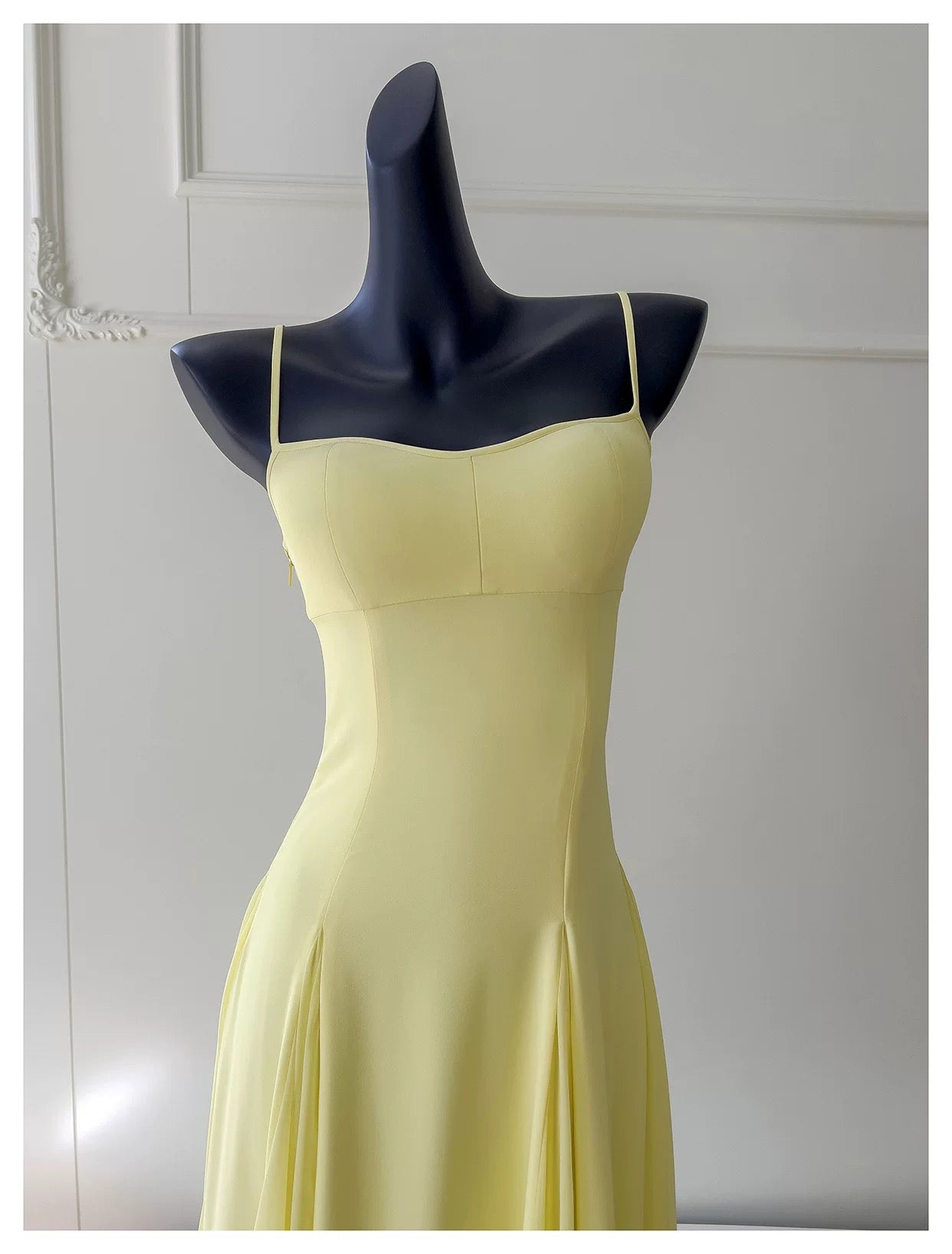 Simple A line Spaghetti Straps Yellow Chiffon Long Prom Dresses Party Dress 20th Birthday Outfits Graduation Dresses DH2128