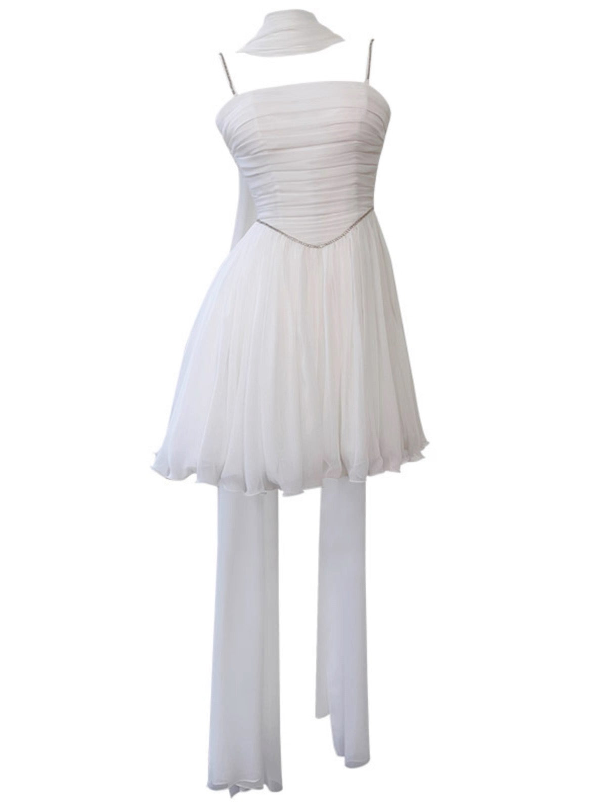 Robe de soirée courte en mousseline blanche, coupe trapèze, bretelles spaghetti, tenue de soirée, de remise de diplôme, pour le collège, pour un 19e anniversaire, Hoco Dresses DH2182