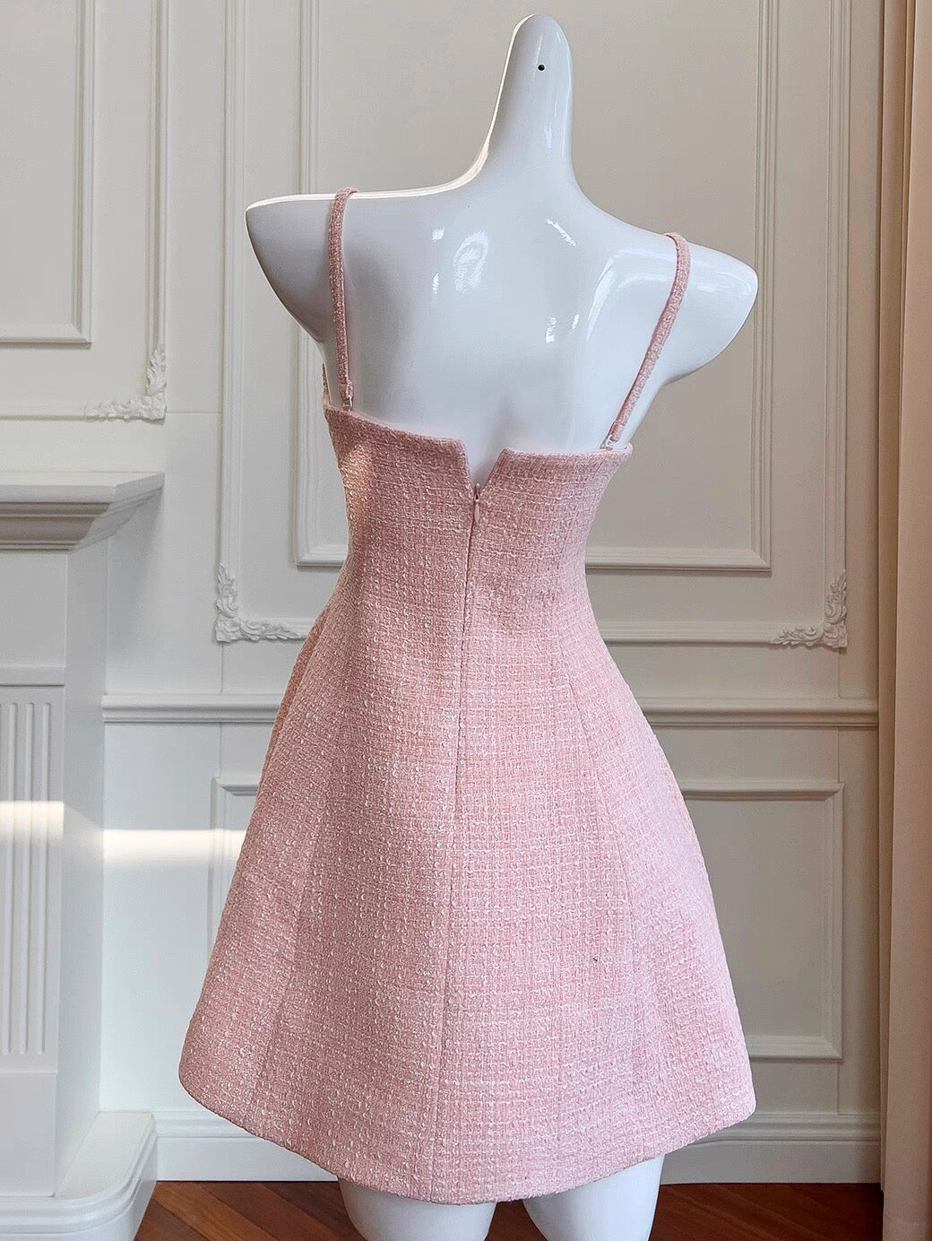 Robe de soirée courte rose à bretelles spaghetti, coupe trapèze, tenue de soirée courte pour le collège, pour un 17e anniversaire, pour une remise de diplôme, Hoco Dresses DH2188