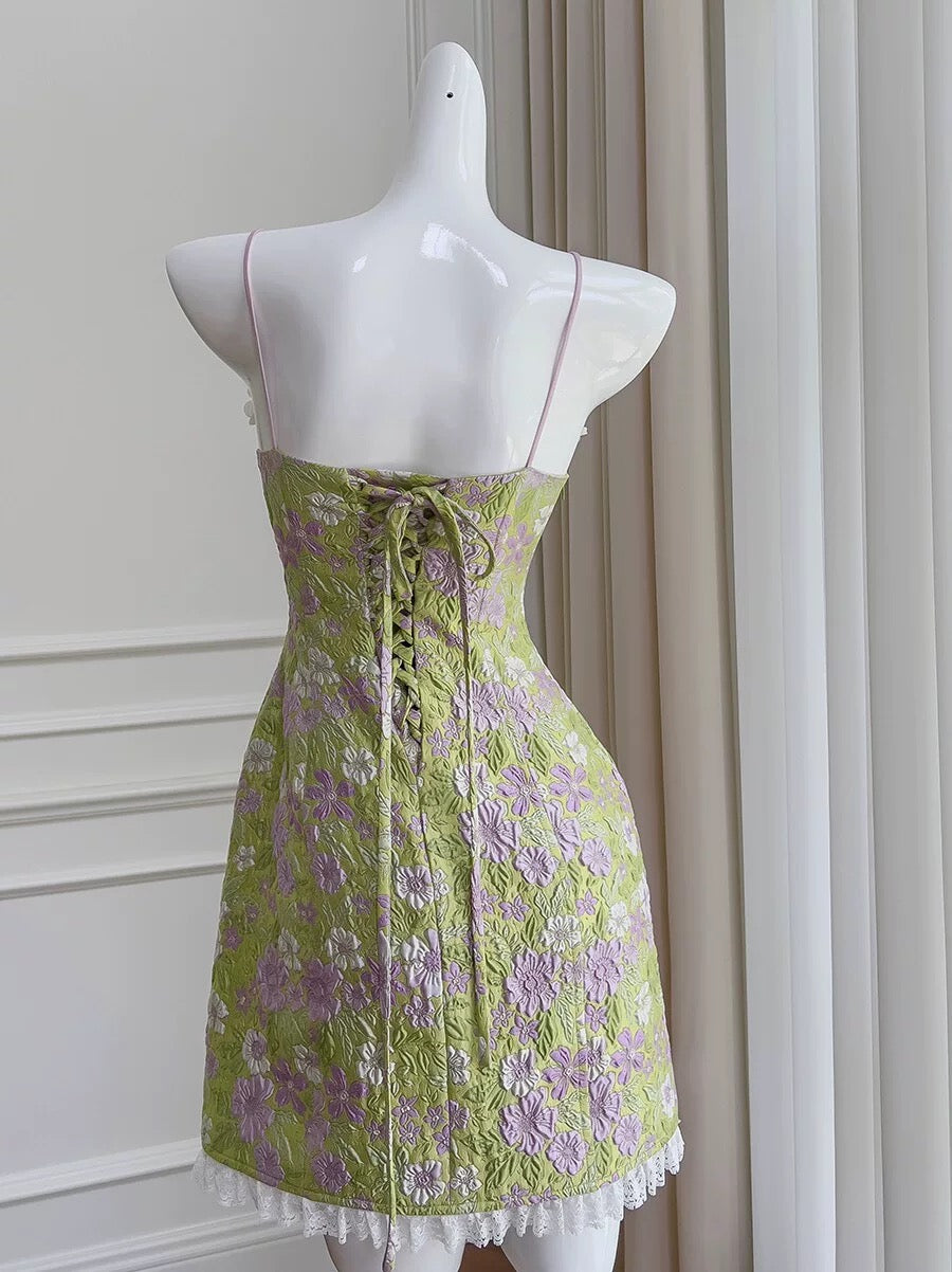 Robe de soirée courte à bretelles spaghetti et imprimé floral, coupe trapèze, tenue de soirée, de remise de diplôme, pour 17e anniversaire, Hoco DH2194
