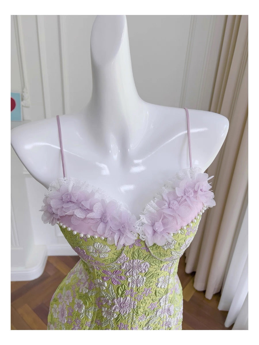 Robe de soirée courte à bretelles spaghetti et imprimé floral, coupe trapèze, tenue de soirée, de remise de diplôme, pour 17e anniversaire, Hoco DH2194