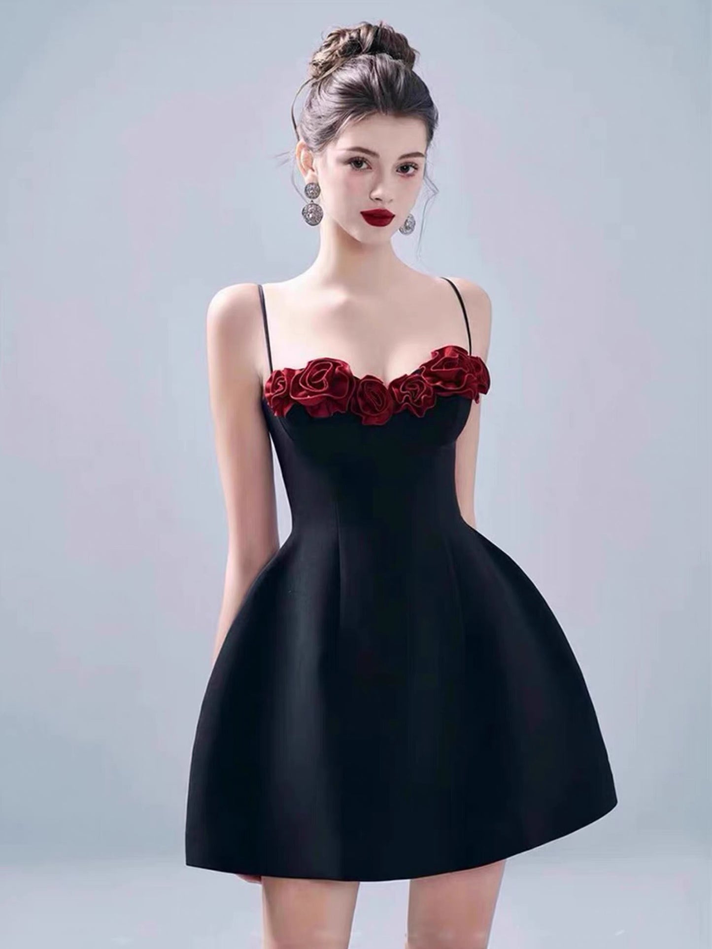 Robe de soirée courte en satin noir, coupe trapèze, bretelles spaghetti, tenue de cocktail, robe de remise de diplôme, Hoco DH2203