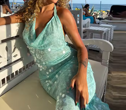 Elegant Mermaid Halter Light Green Sequin Long Prom Dresses Party Dress 21st Birthday Outfits Graduation Dresses DH2265