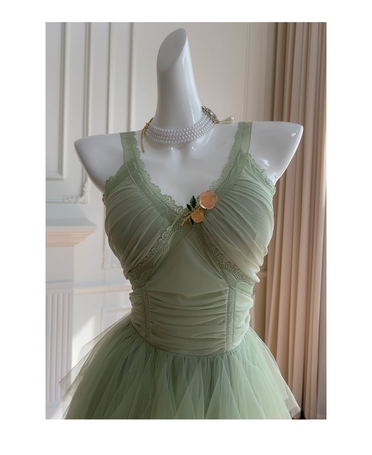 Pretty A Line Sage Green Tulle Formal Homecoming Dresses Middle School Short 21st Birthday Outfits Graduation Dress Mini Cocktail Dresses DH2309