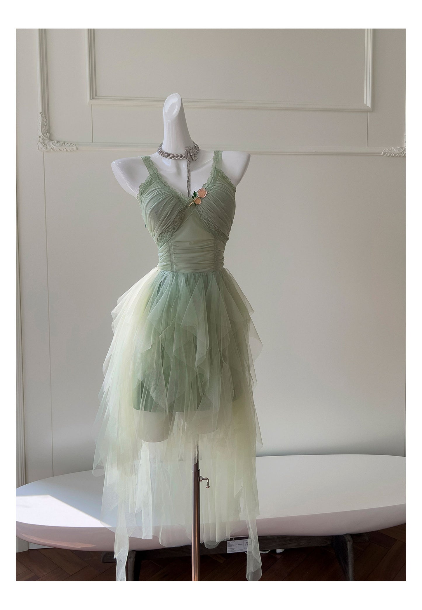 Pretty A Line Sage Green Tulle Formal Homecoming Dresses Middle School Short 21st Birthday Outfits Graduation Dress Mini Cocktail Dresses DH2309