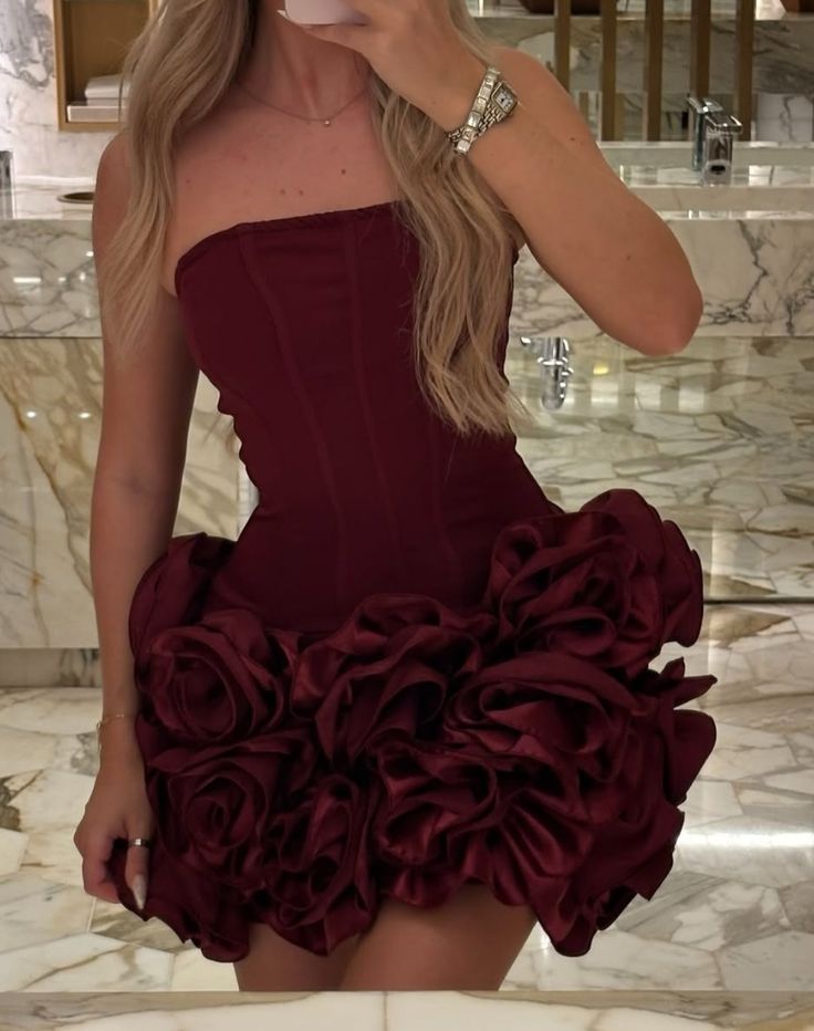 Pretty Sheath Strapless Burgundy Formal Homecoming Dresses Short 21st Birthday Outfits Graduation Dress Mini Cocktail Dresses DH2353