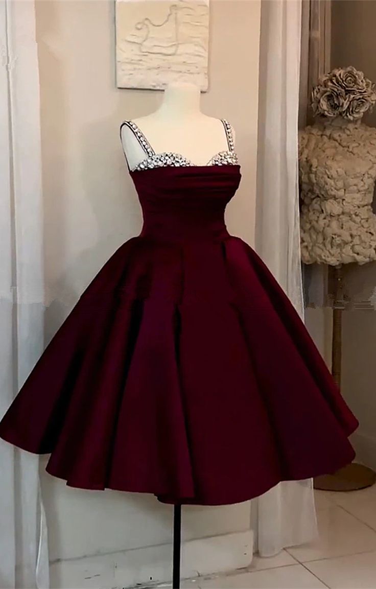 Cute Ball Gown Spaghetti Straps Wine Red Short Formal 8th Grade Homecoming Dresses Summer Middle School Hoco Dress Homecoming Outfits DH236