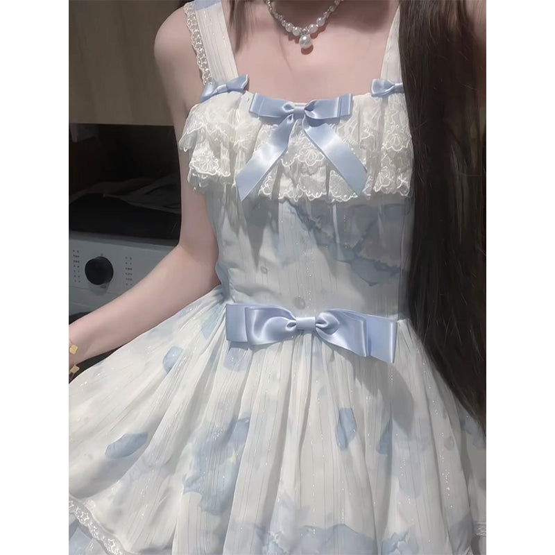 Cute A line Square Neck White Short Mini Summer 16th Birthday Dress Lolita Dress Mini 18th Birthday Outfits Lolita Outfit DH2437