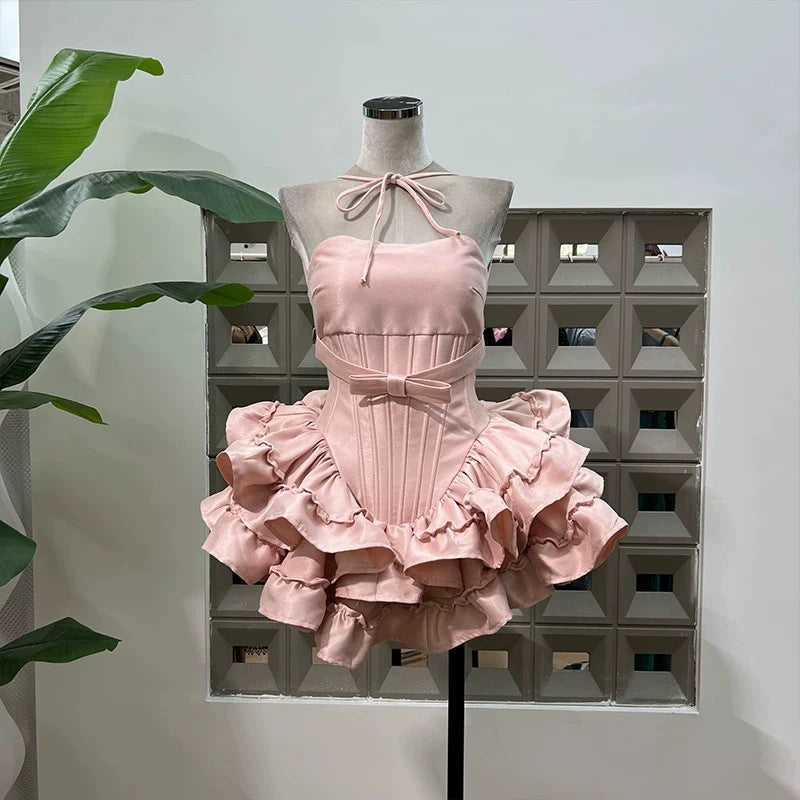 Modest Ball Gown Strapless Pink Satin Short Formal Homecoming Dress Middle School Short 20th Birthday Outfits Graduation Dress Cocktail Dresses DH2460