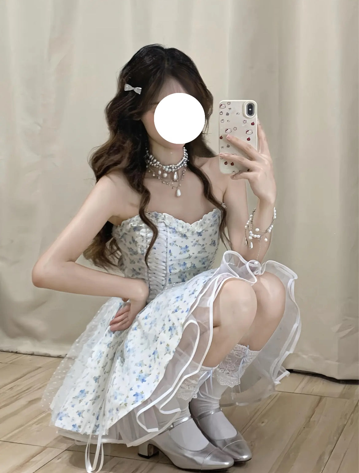 Robe de soirée courte et élégante, coupe trapèze, décolleté en cœur, motif floral, bleu, tenue de soirée, de remise de diplôme, de cocktail, pour le collège, DH2461