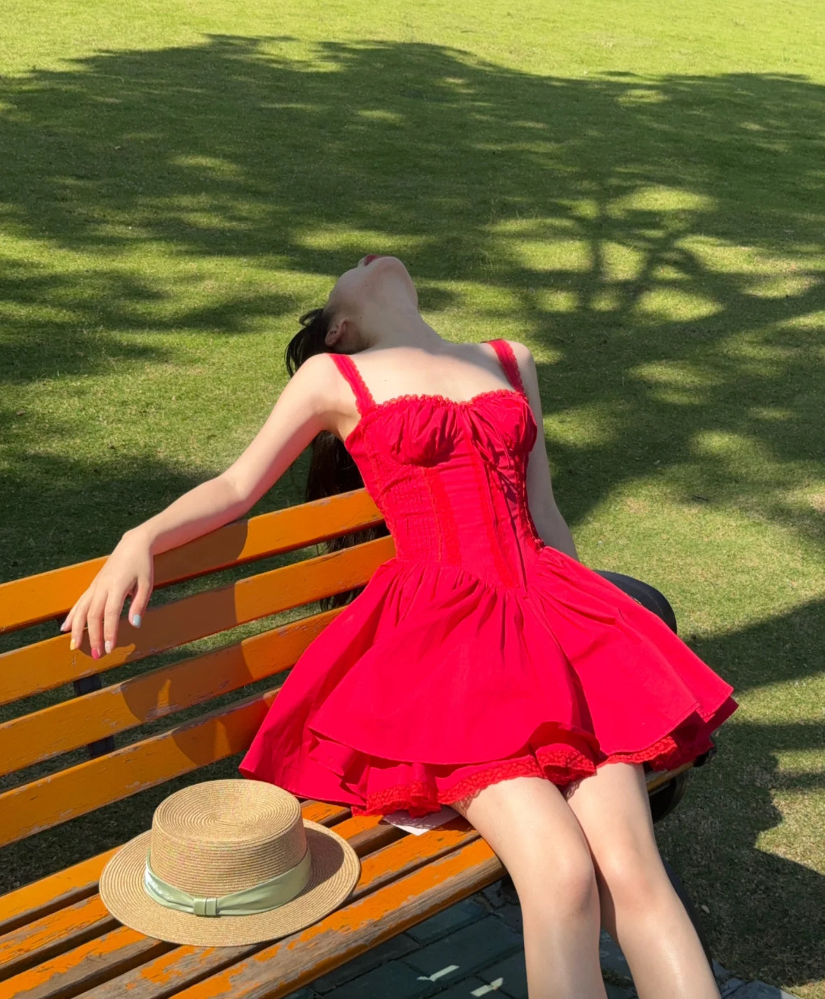 Robe de soirée courte rouge à col carré et coupe trapèze, simple, tenue d'été Hoco, mini robe de cocktail DH2469