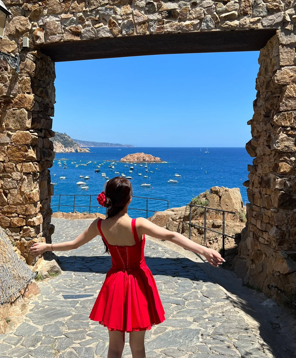 Robe de soirée courte rouge à col carré et coupe trapèze, simple, tenue d'été Hoco, mini robe de cocktail DH2469