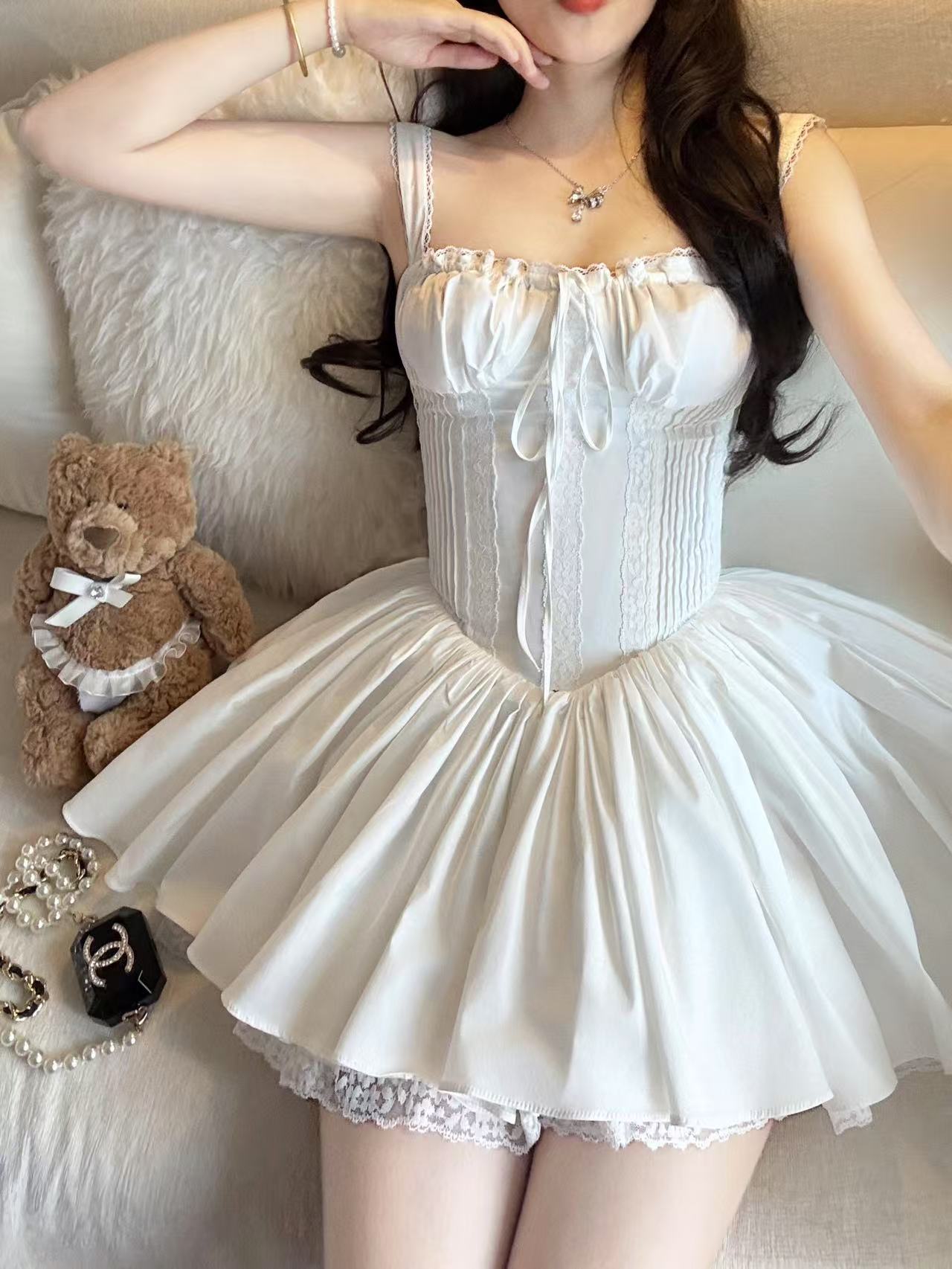Robe de soirée courte blanche à col carré et coupe trapèze, tenue d'été Hoco, mini robe de cocktail DH2470