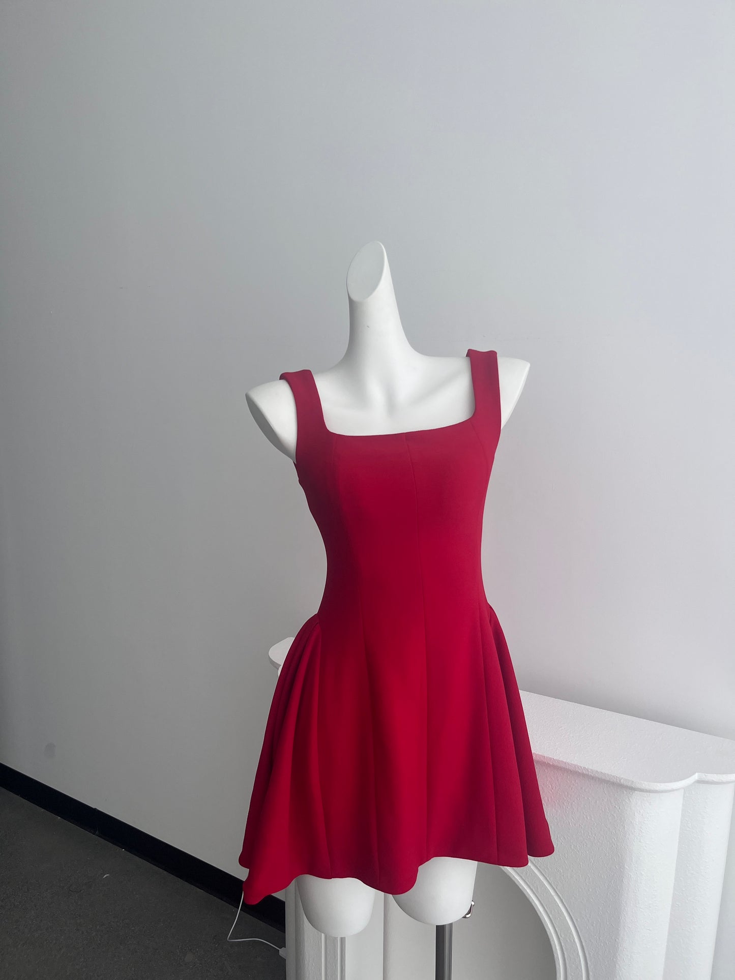 Robe de soirée courte rouge à col carré et coupe trapèze, simple, tenue d'été Hoco, mini robe de cocktail DH2471