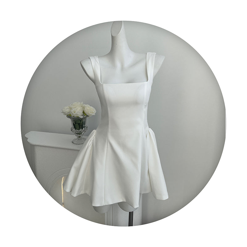 Robe de soirée courte noire à col carré et coupe trapèze, tenue d'été Hoco, mini robe de cocktail DH2472