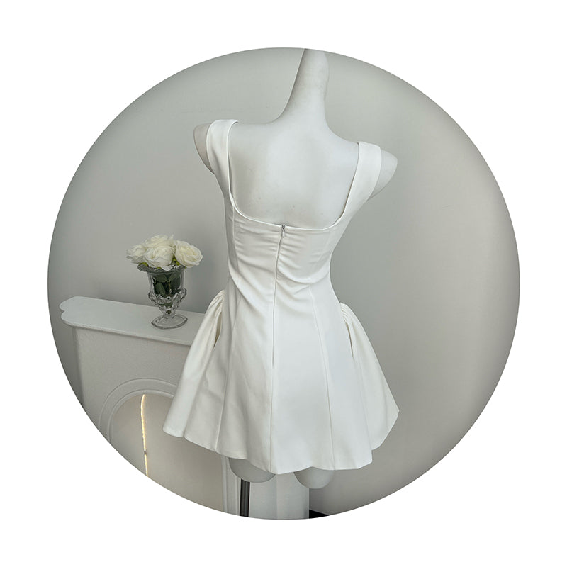 Robe de soirée courte noire à col carré et coupe trapèze, tenue d'été Hoco, mini robe de cocktail DH2472