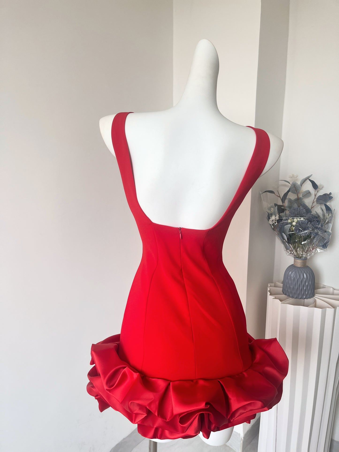Robe fourreau sexy à col rond, courte et rouge, tenue de soirée, mini robe de cocktail d'été Hoco DH2474