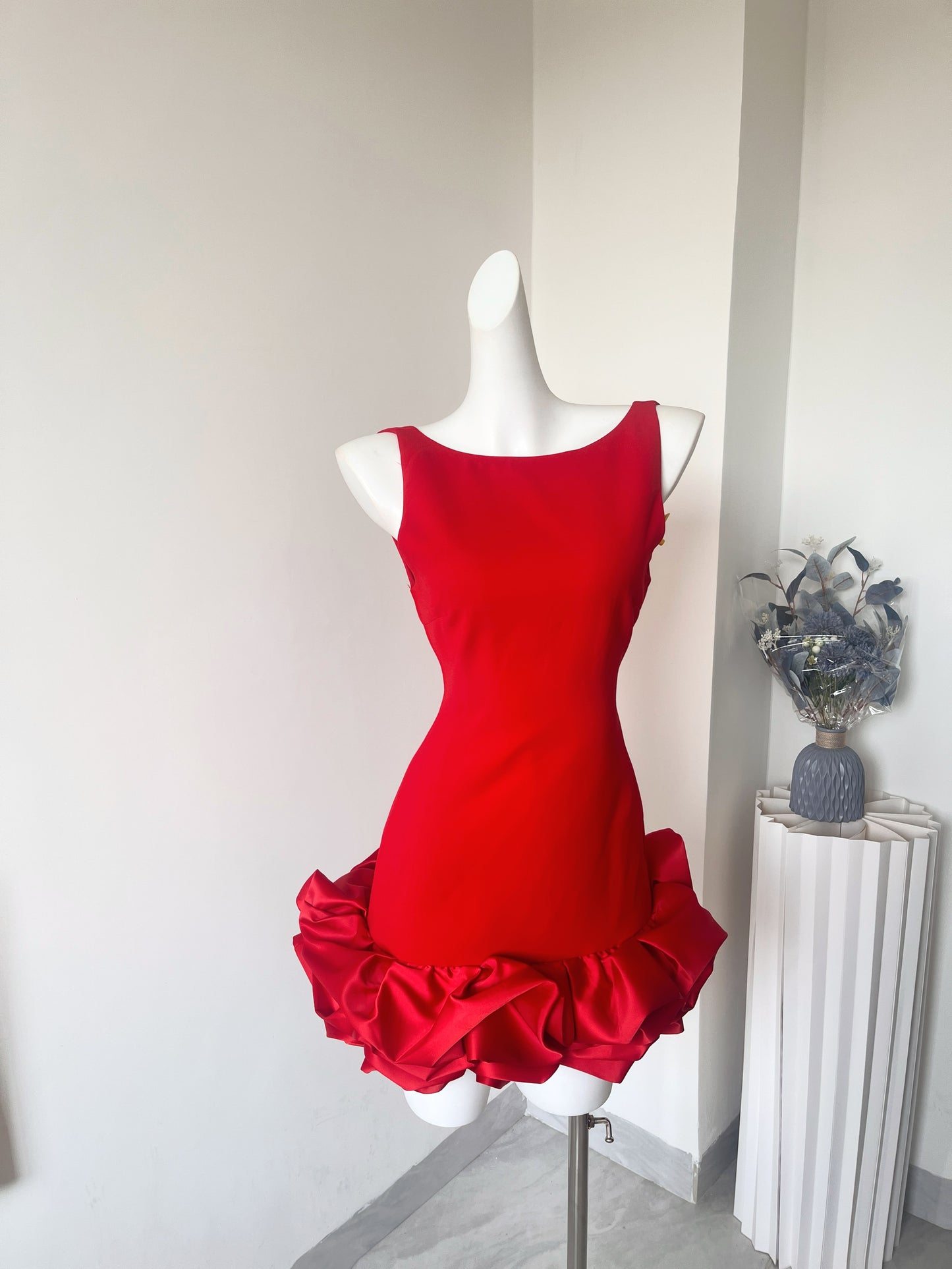 Robe fourreau sexy à col rond, courte et rouge, tenue de soirée, mini robe de cocktail d'été Hoco DH2474
