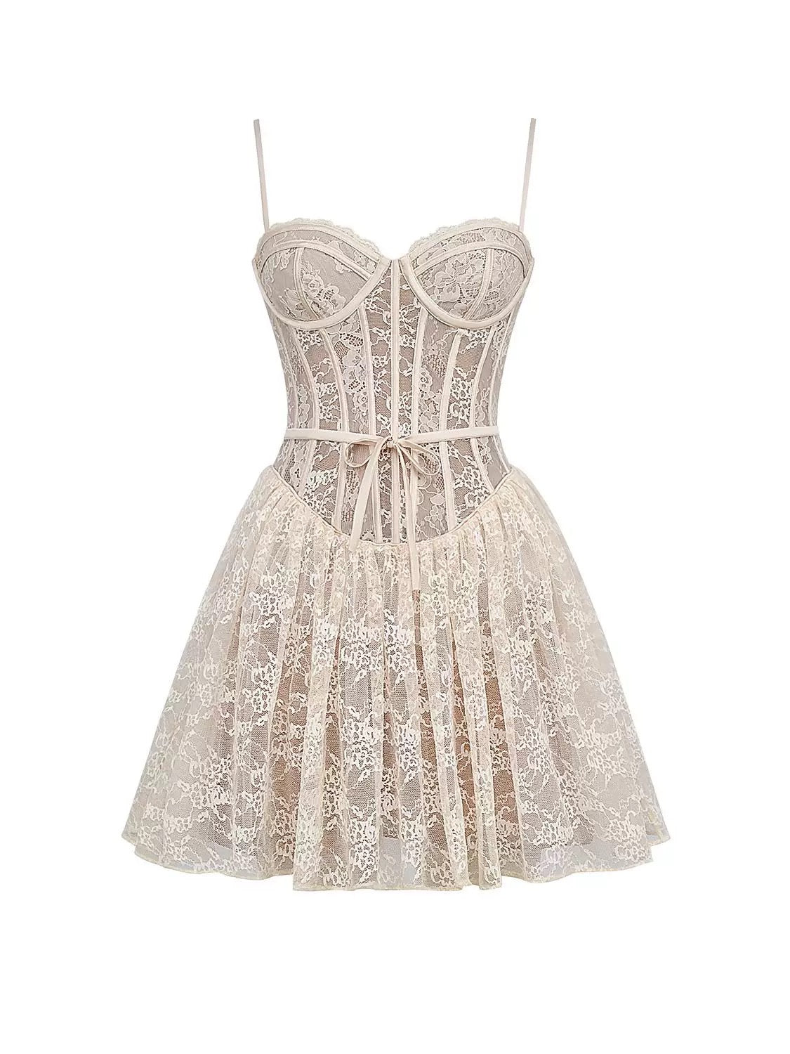 Robe de soirée courte en dentelle blanche à bretelles spaghetti, coupe trapèze, tenue de soirée pour 16 ans, robe de remise de diplôme, mini robe de cocktail DH2479