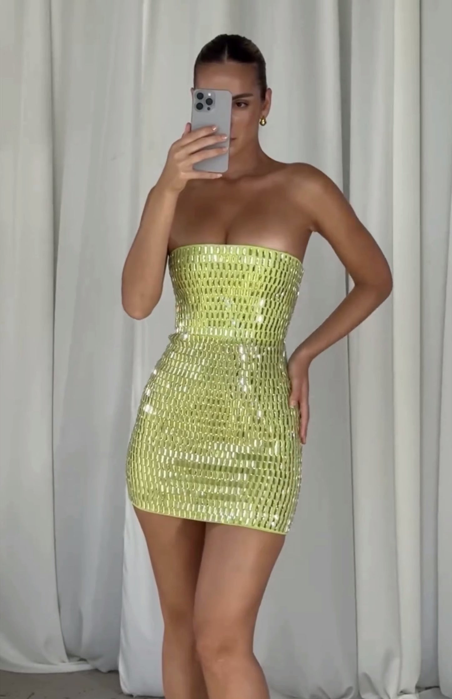 Robe fourreau sexy sans bretelles, verte, moulante, tenue de soirée, pour 18e anniversaire, robe de remise de diplôme, courte, mini, Hoco, DH2547