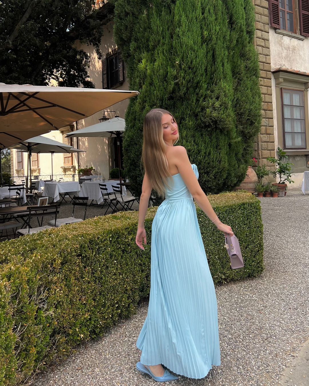 Elegant A Line Sweetheart Blue Chiffon Long Prom Dresses Party Dress 21st Birthday Outfits Graduation Dresses DH2549