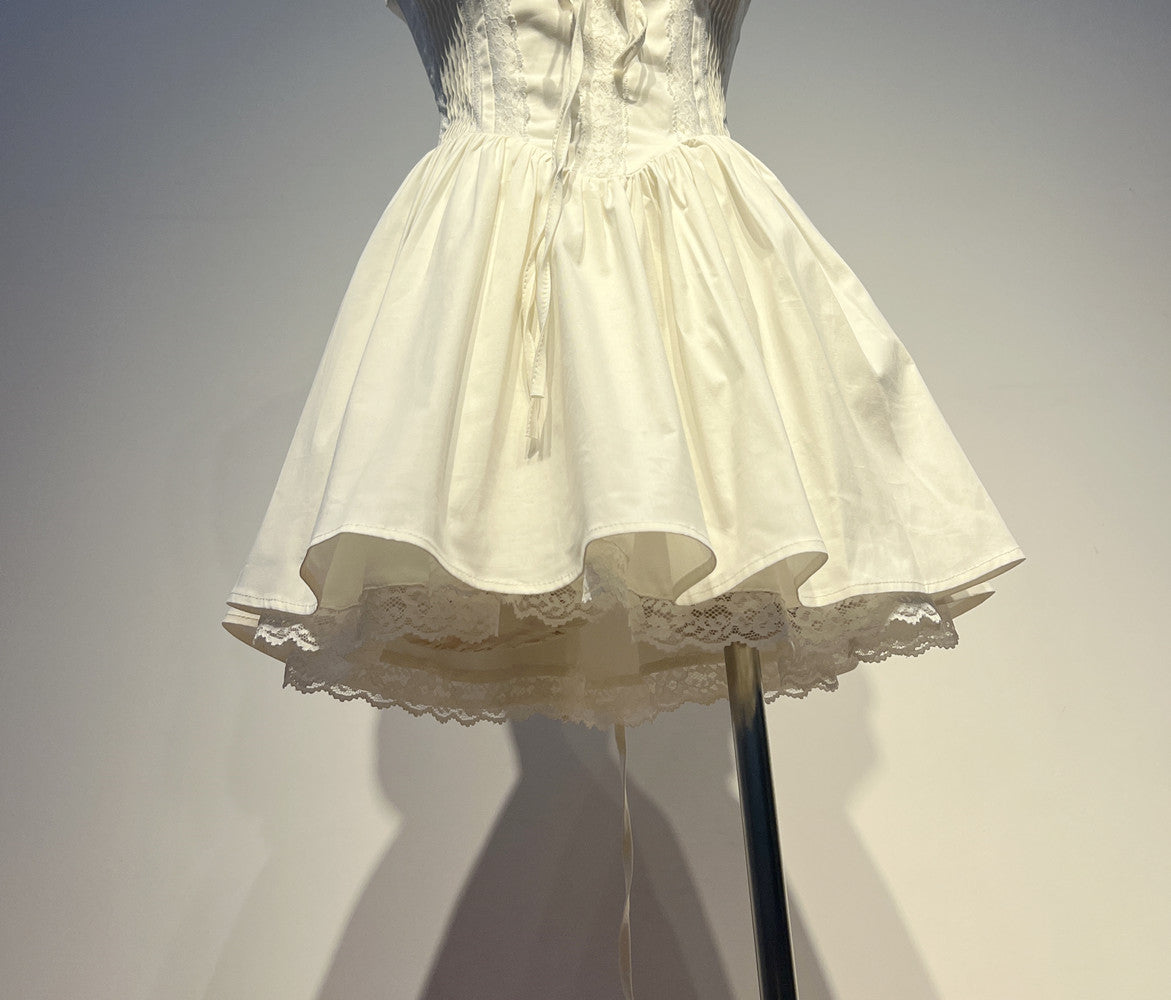 Robe de soirée trapèze en dentelle blanche à col carré et jolie robe de cocktail courte d'été Hoco DH2553