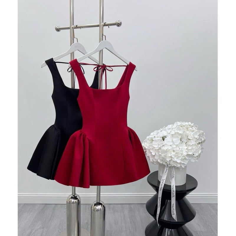 Cute Ball Gown Square Neck Satin Red Short Mini Formal 8th Grade Homecoming Dresses Middle School Cocktail Dress Hoco Outfits DH2629