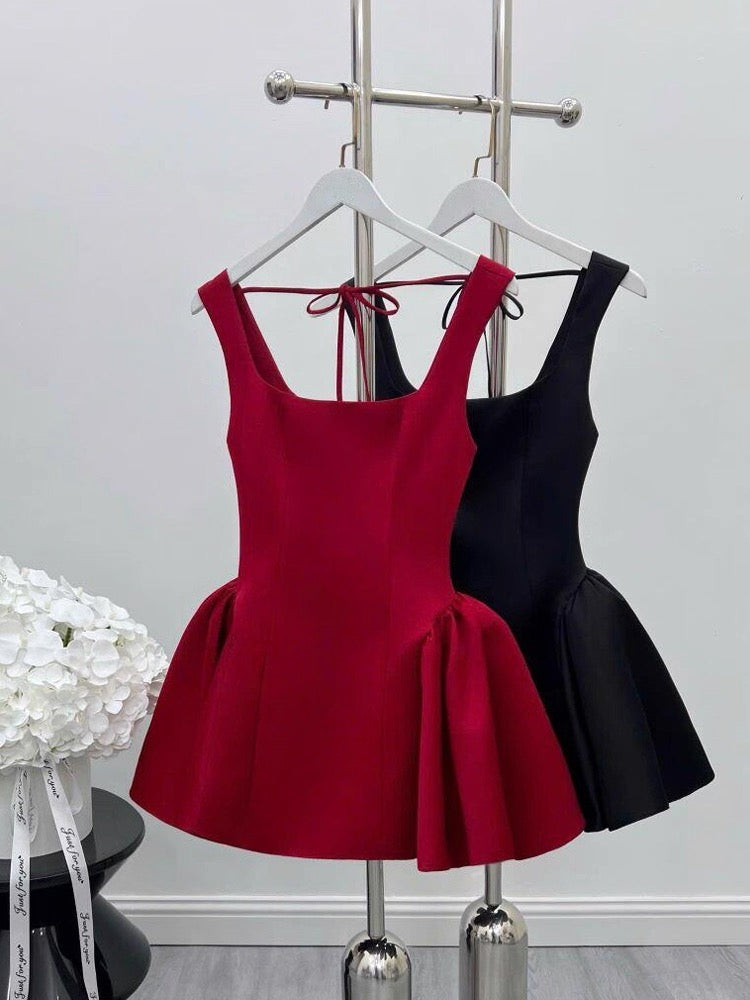 Cute Ball Gown Square Neck Satin Red Short Mini Formal 8th Grade Homecoming Dresses Middle School Cocktail Dress Hoco Outfits DH2629