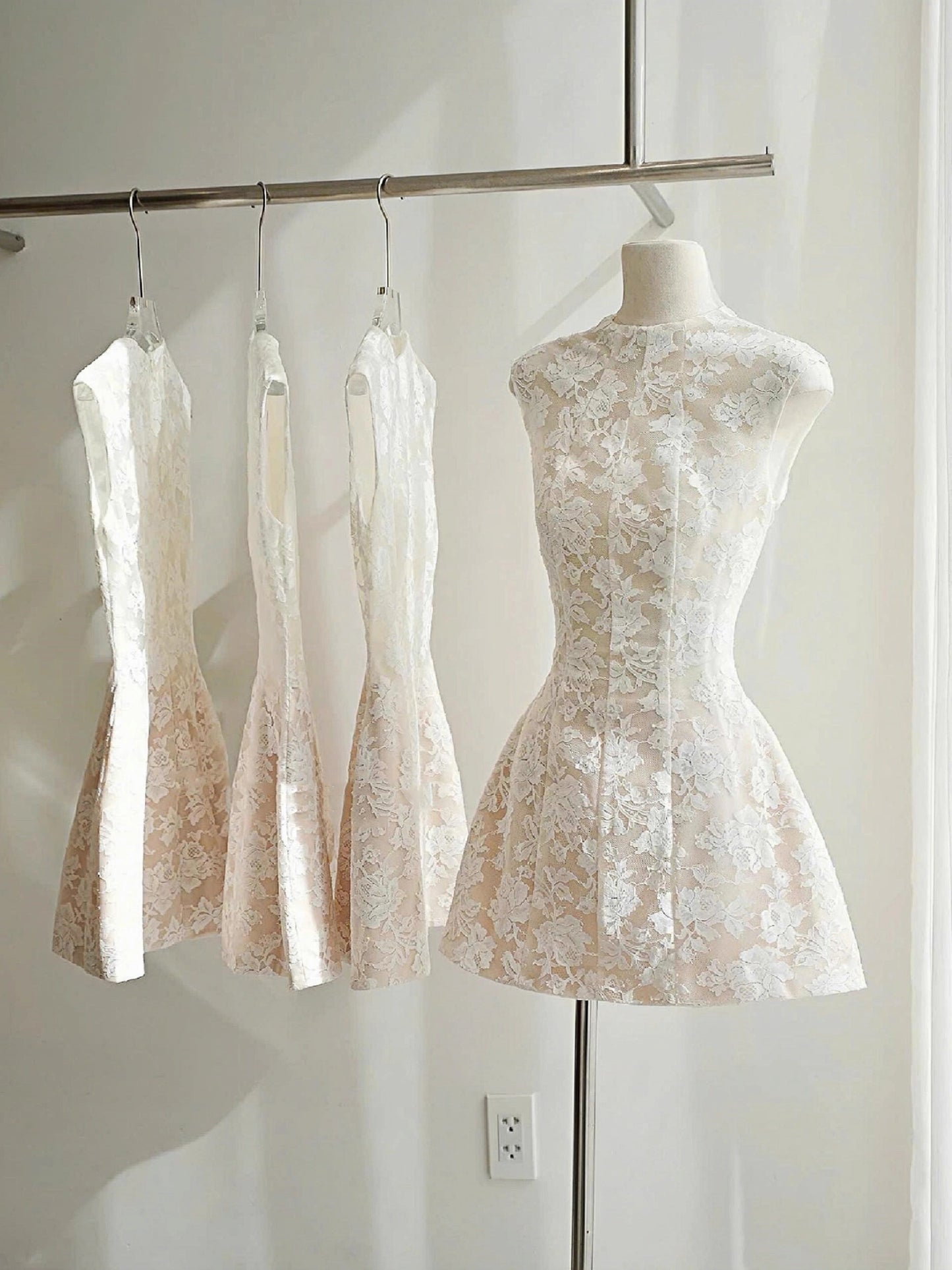 Simple A line Scoop Lace Short White Mini Formal 8th Grade Homecoming Dresses Middle School Cocktail Dress Hoco Outfits DH2634