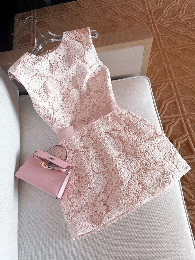 Elegant A line Scoop Lace Short White Mini Formal 8th Grade Homecoming Dresses Middle School Cocktail Dress Hoco Outfits DH2637