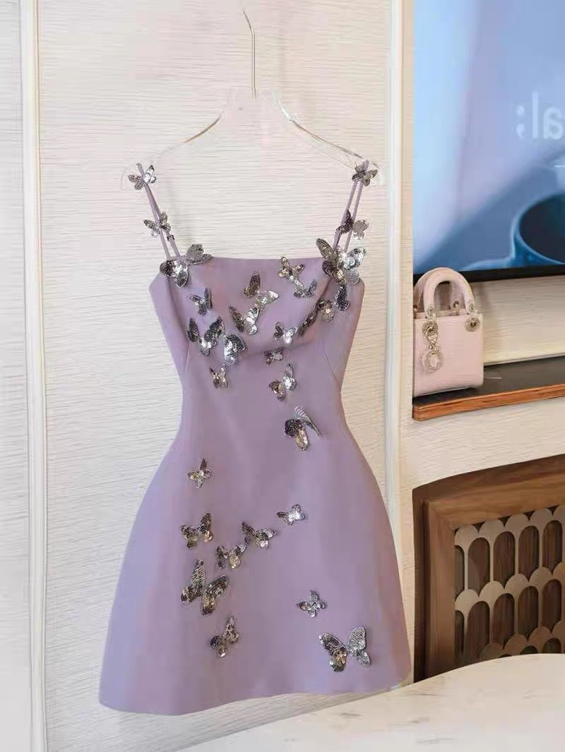 Cute Ball Gown Spaghetti Straps Light Grape Formal Homecoming Dresses 8th Grad Dance Graduation Dress Short Hoco Dresses DH2639