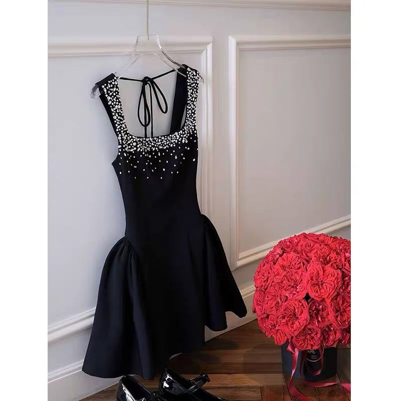 Cute Ball Gown Square Little Black Dress Short Mini Formal 8th Grade Homecoming Dresses Middle School Cocktail Dress Hoco Outfits DH2641