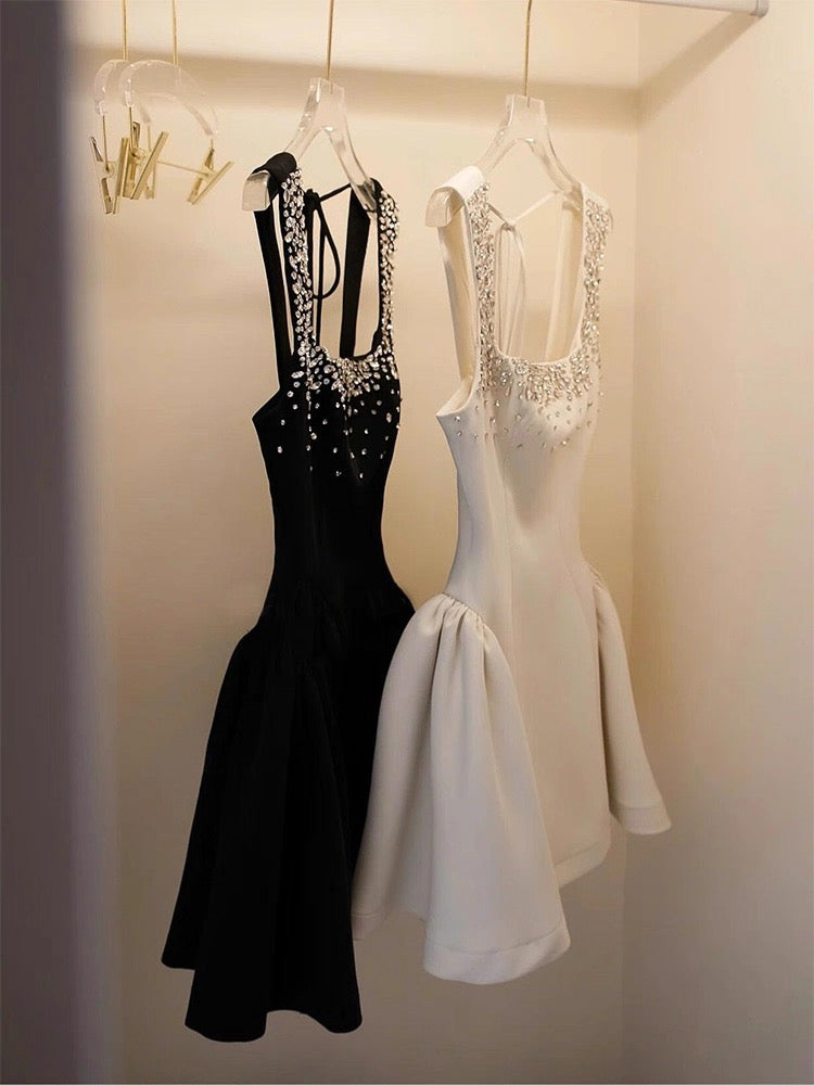 Cute Ball Gown Square Little Black Dress Short Mini Formal 8th Grade Homecoming Dresses Middle School Cocktail Dress Hoco Outfits DH2641