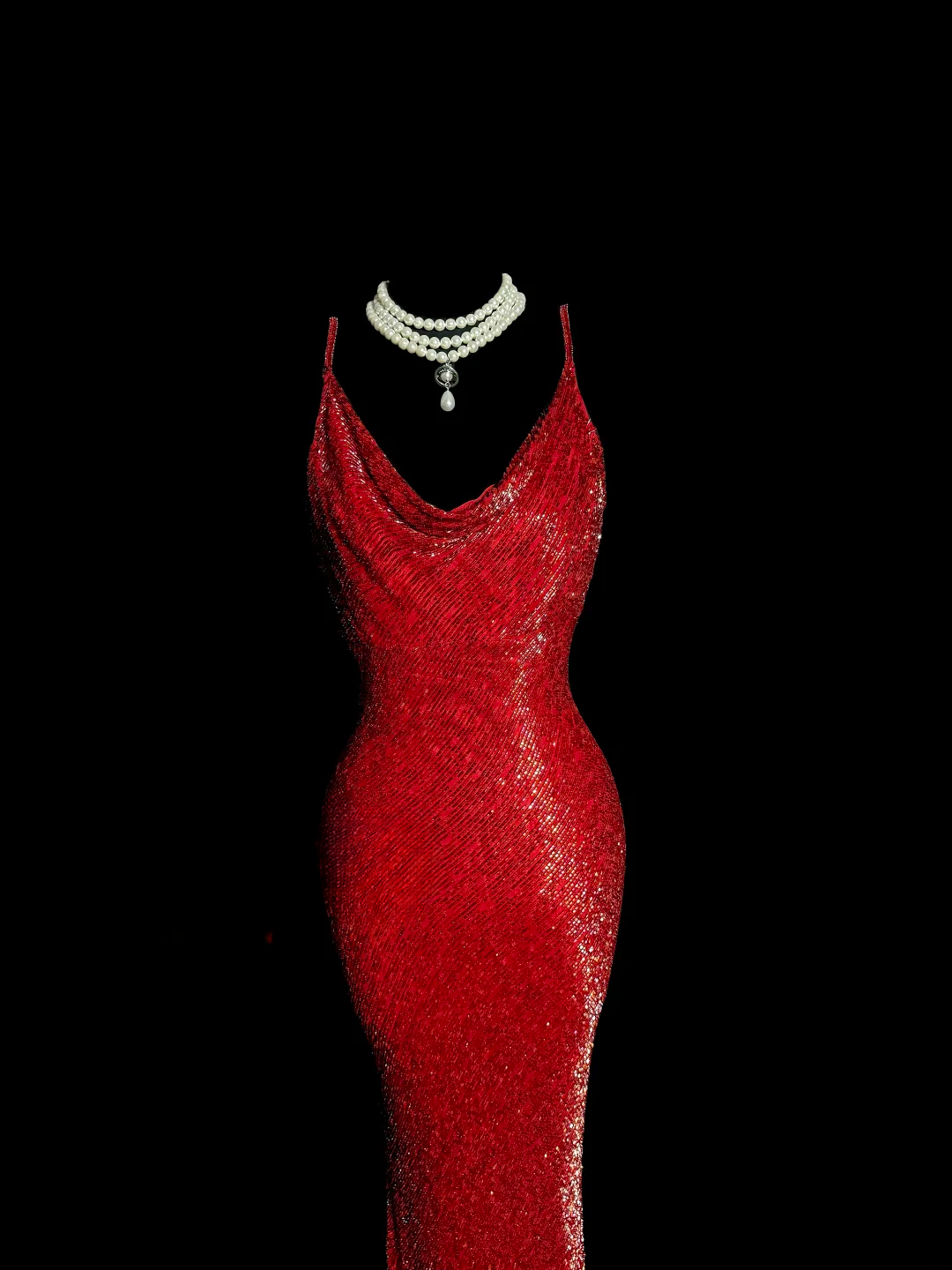 Vintage Mermaid Spaghetti Straps Red Sequin Long Prom Dresses Party Dress 18th Birthday Outfits Graduation Dresses DH2645