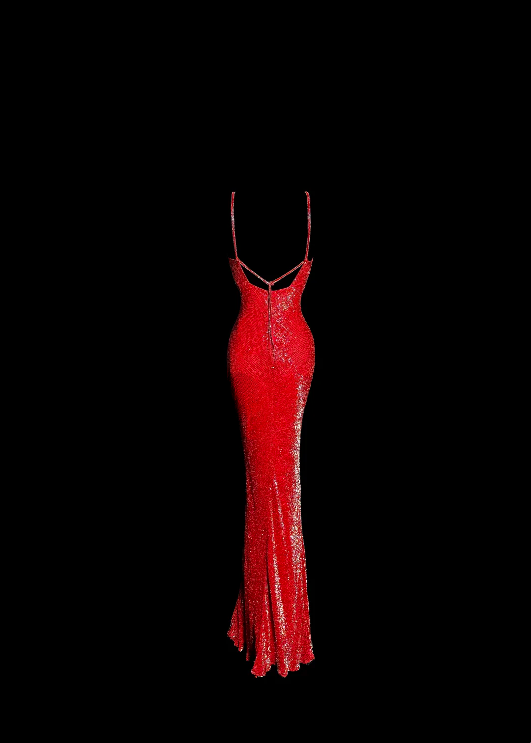 Vintage Mermaid Spaghetti Straps Red Sequin Long Prom Dresses Party Dress 18th Birthday Outfits Graduation Dresses DH2645