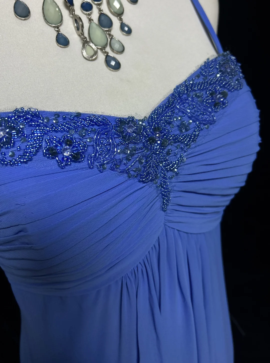 Robe de bal longue style rétro trapèze, bretelles spaghetti, bleu roi, en mousseline de soie avec perles, tenue de soirée pour 21e anniversaire, DH2663