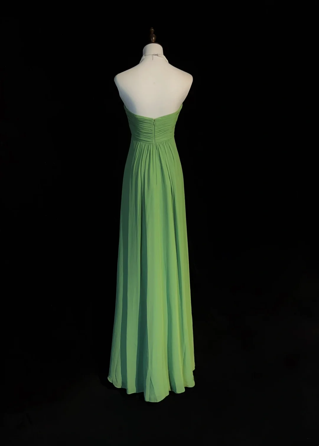 Robe de bal longue plissée en mousseline de soie verte, coupe trapèze, décolleté en cœur, sans manches, tenue de soirée pour 21e anniversaire, robe de remise de diplôme, DH2668