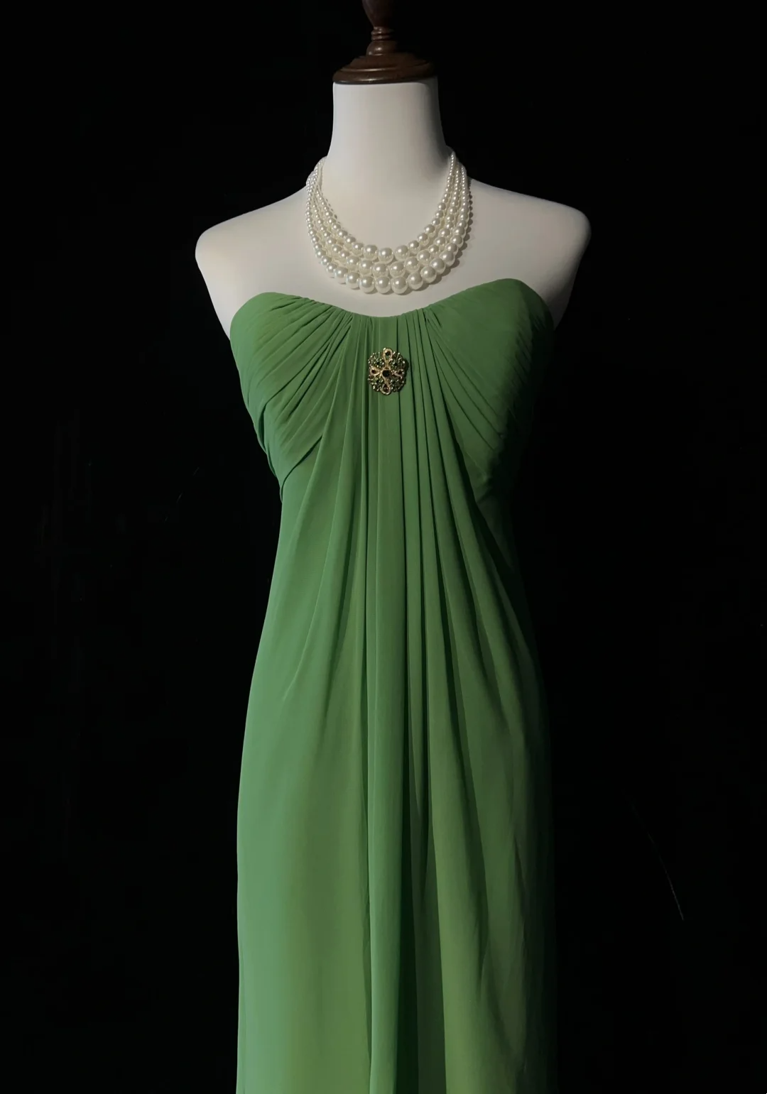 Robe de bal longue plissée en mousseline de soie verte, coupe trapèze, décolleté en cœur, sans manches, tenue de soirée pour 21e anniversaire, robe de remise de diplôme, DH2668
