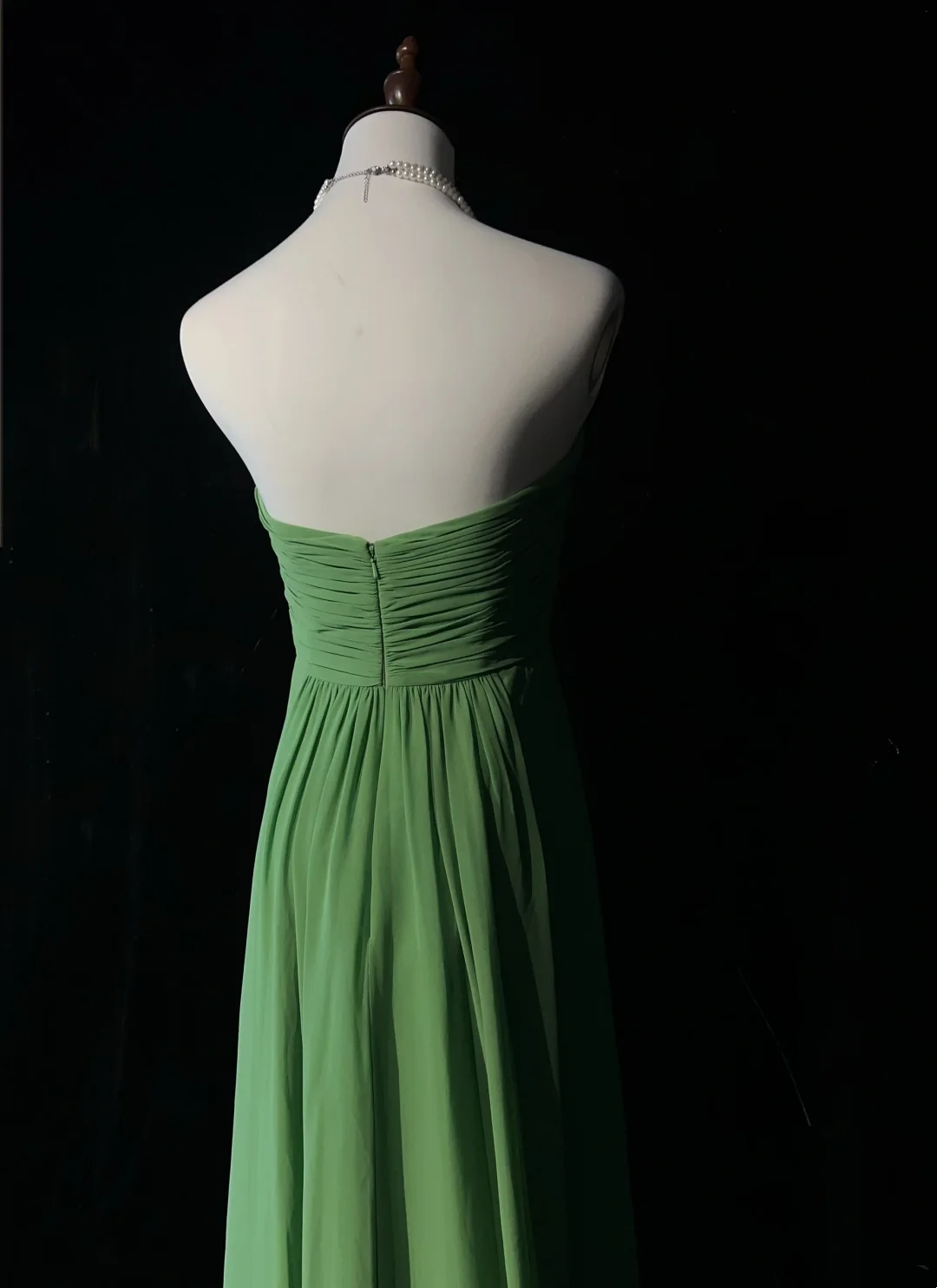 Robe de bal longue plissée en mousseline de soie verte, coupe trapèze, décolleté en cœur, sans manches, tenue de soirée pour 21e anniversaire, robe de remise de diplôme, DH2668