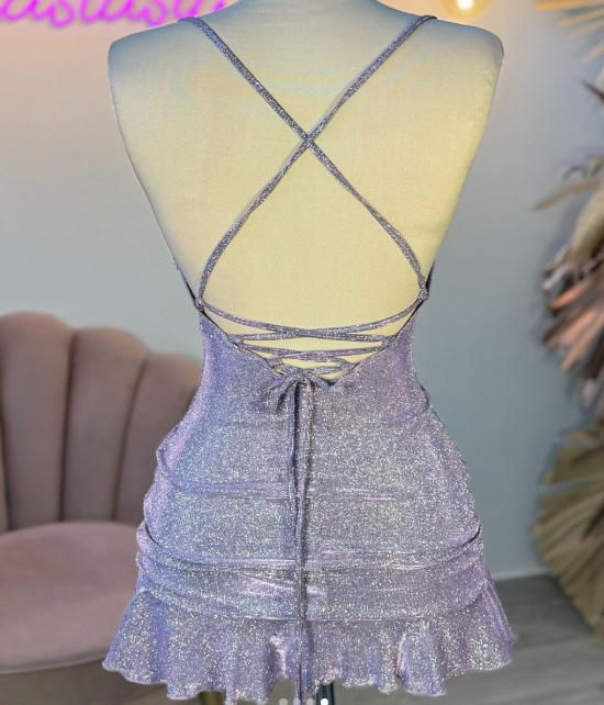 Sexy Sheath Halter Sequin Tight Grape Formal Homecoming Dresses 8th Grad Dance Graduation Dress Short Birthday Outfits Hoco Dresses DH2695