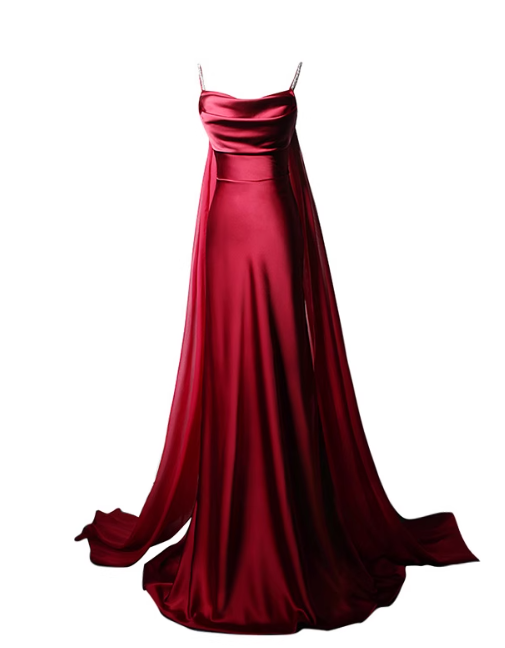 Elegant Burgundy Spaghetti Strap Long Evening Gowns A-Line 20th Birthday Dress Satin Ribbon Graduation Prom Dresses DH2751