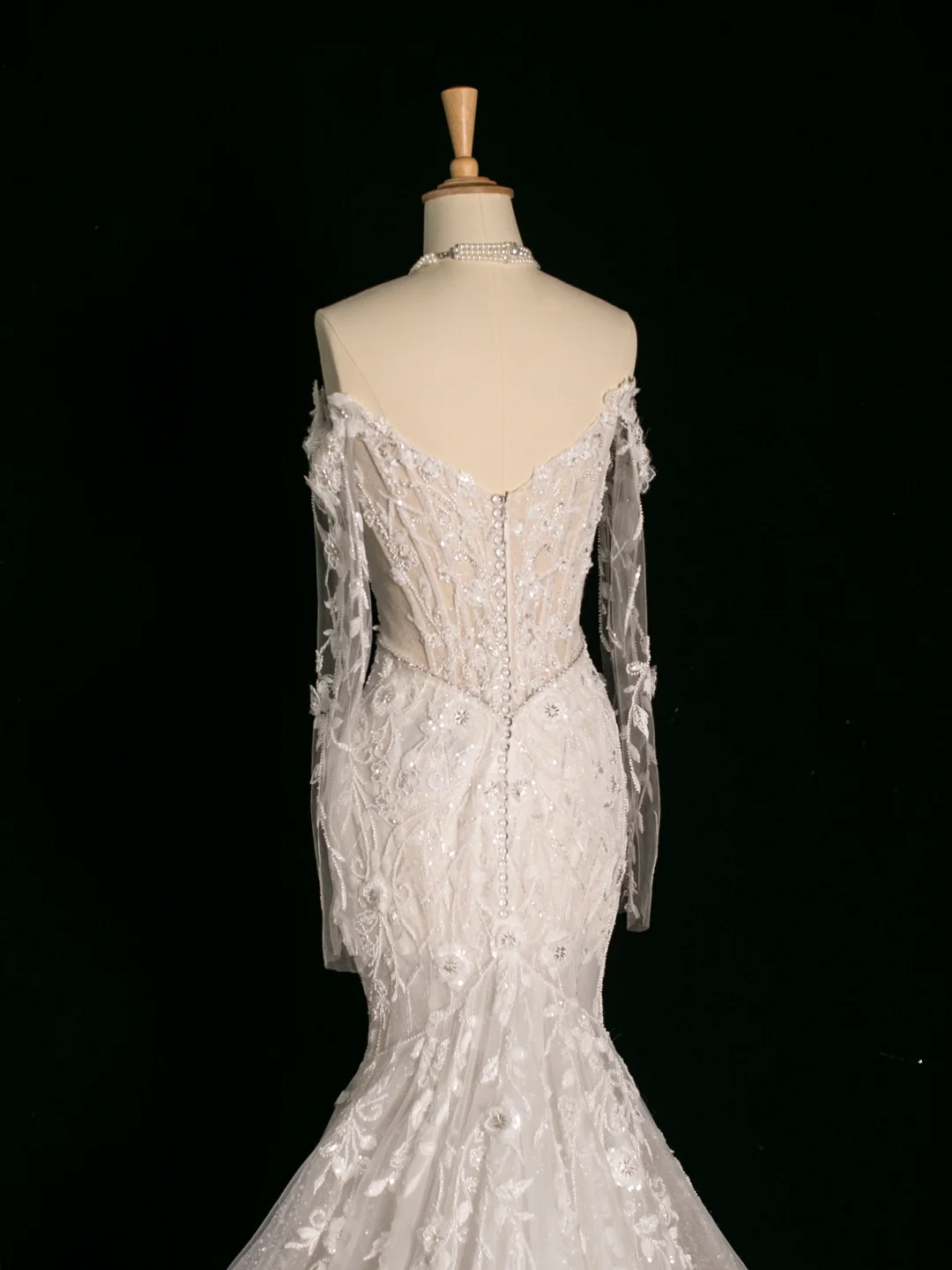 Robe de mariée chic sirène épaules dénudées blanche manches longues en dentelle longue robe de mariée vintage robes de mariée robe de mariée DH387