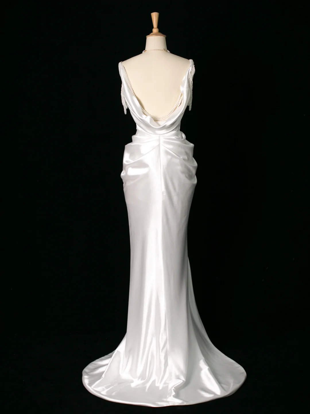 Robe de mariée chic sirène à bretelles en satin blanc sans manches, longue robe de mariée vintage, robe de mariée DH395