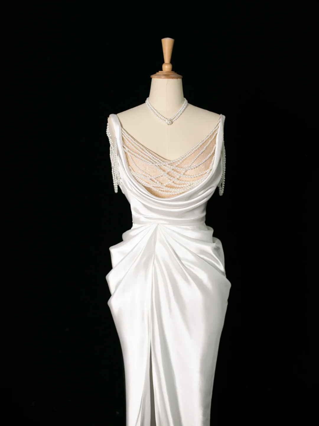 Robe de mariée chic sirène à bretelles en satin blanc sans manches, longue robe de mariée vintage, robe de mariée DH395