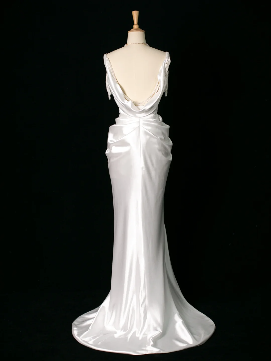 Robe de mariée chic sirène à bretelles en satin blanc sans manches, longue robe de mariée vintage, robe de mariée DH395