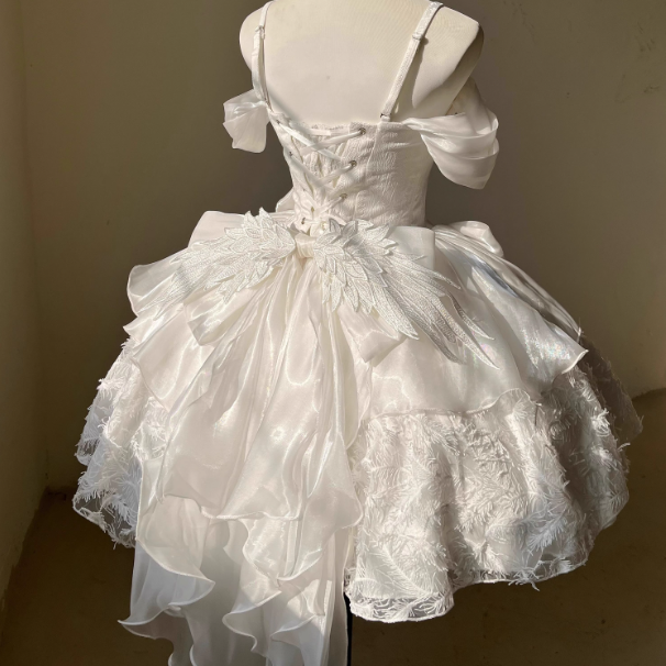 Pretty Ball Gown White Satin Short Formal 8th Grade Homecoming Dresses Summer Middle School Hoco Dress 6th Grade Graduation Outfits DH443